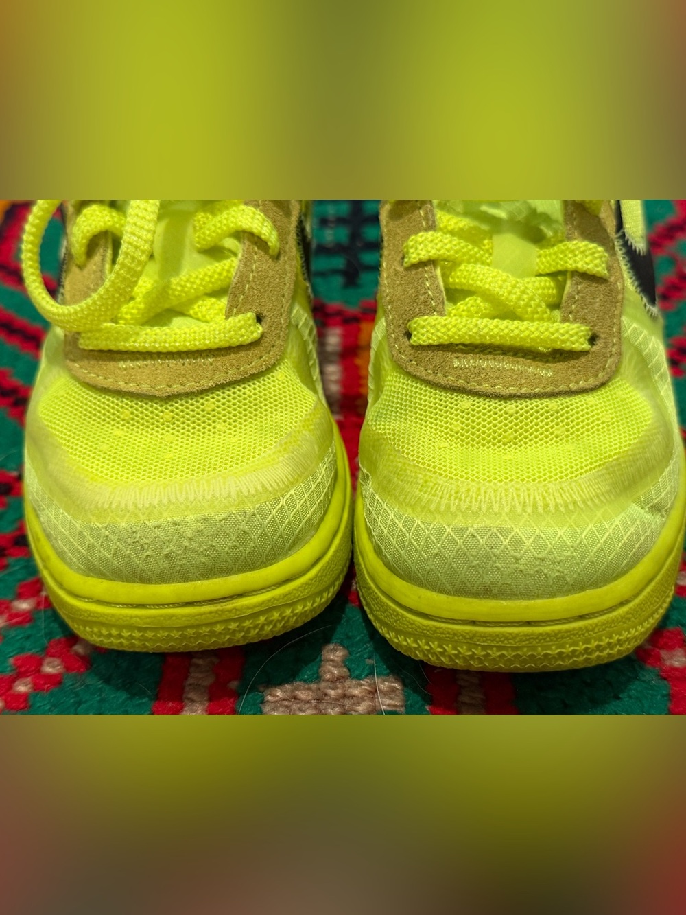 Nike Air Force 1 Low x Off-White in vibrant "Volt" toddler girls size 9 - Picture 7 of 10